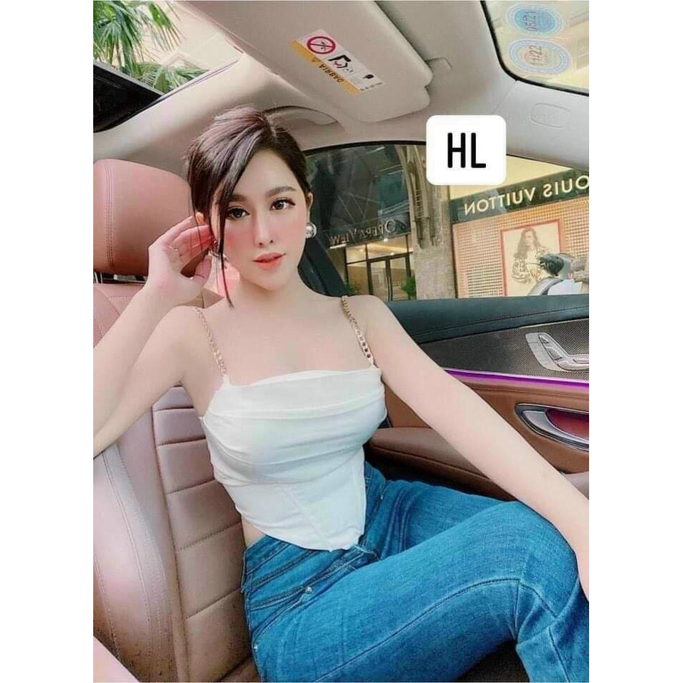 áo 2 dây xích kiểu yếm sexy có may mút chất bozip đẹp ảnh thật
