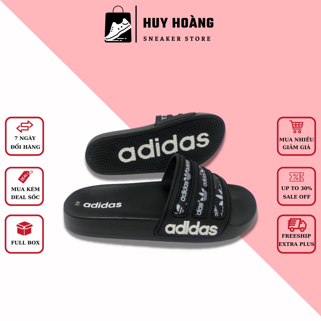 Dép nam Adidas quai ngang - dép quai ngang nam das đen cao su cực đẹp Full Box
