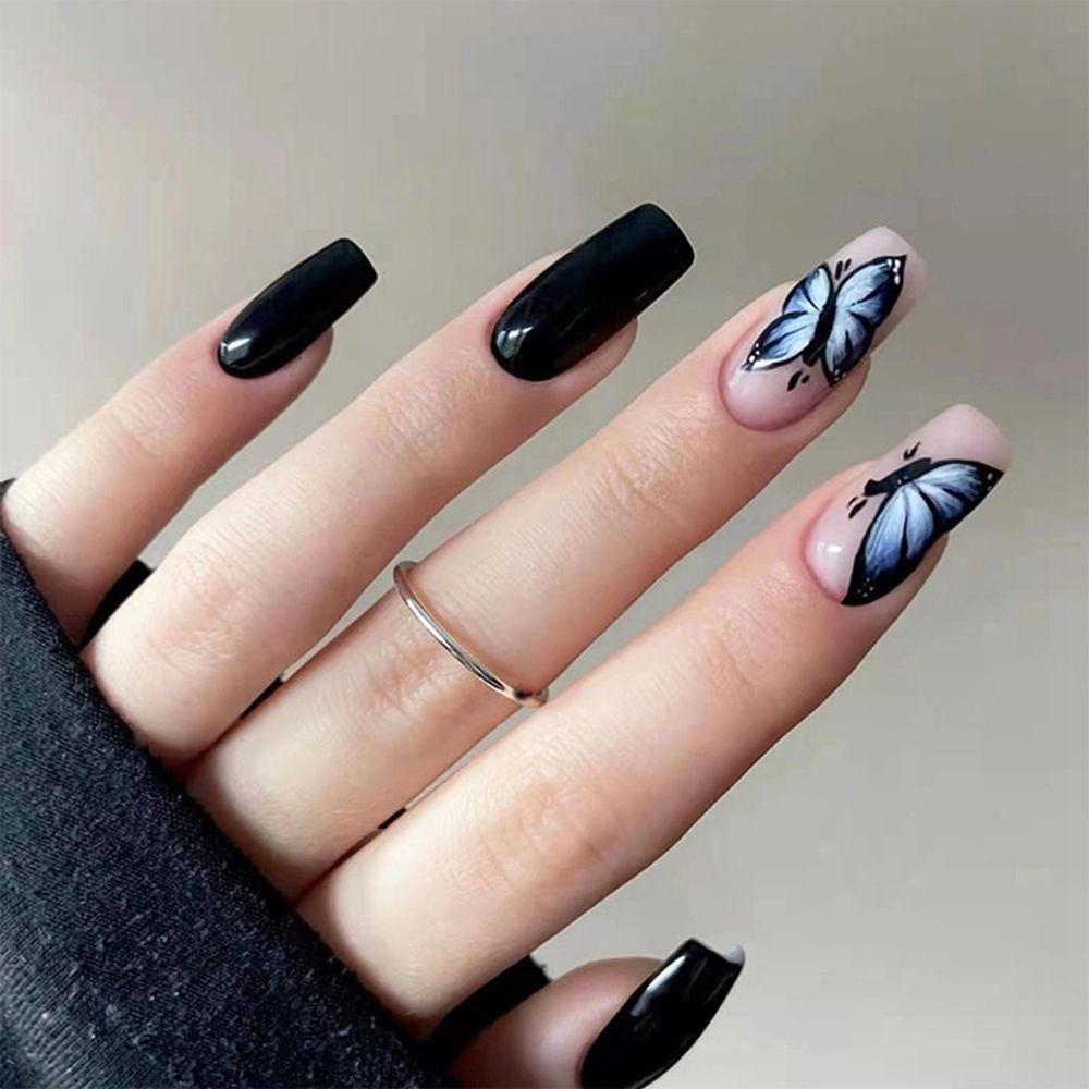 [Hàng mới về] 24 Móng giả kèm keo dán đầu vuông/tròn