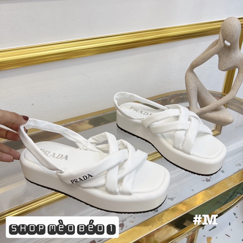 Sandal prd quai đan chéo đế cao fullbox
