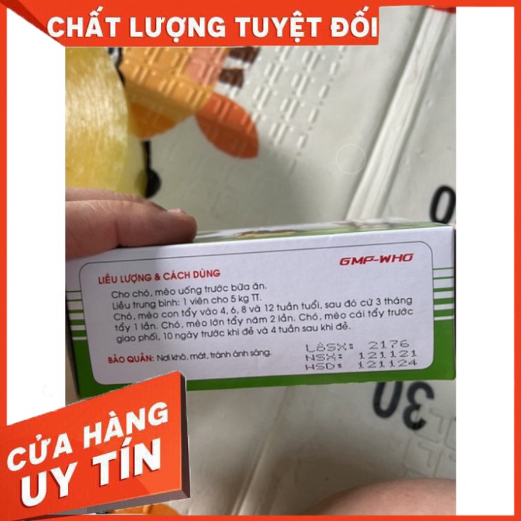 Viên tẩy sán dây, sán lá cho Chó Mèo - 1 viên/5kg Của QuaQua