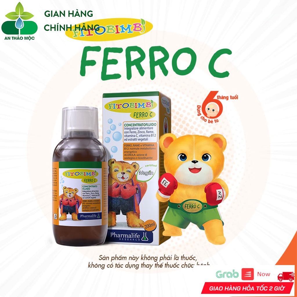 Siro FITOBIMBI Ferro C Bổ Sung Sắt Kẽm Hữu Cơ Giúp Bé Tăng Đề Kháng Ăn Ngon Tiêu Hóa Tốt Hấp Thu Tốt