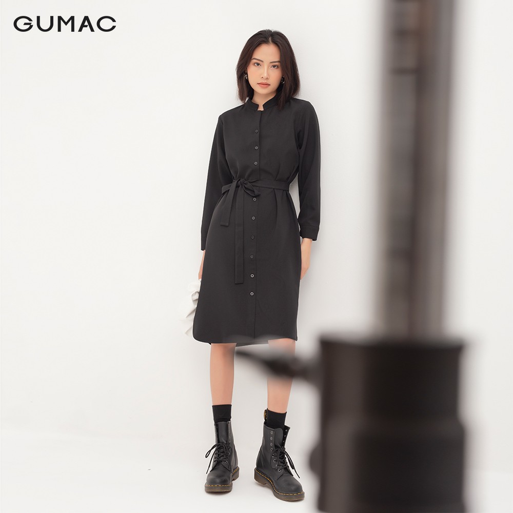[Mã WABRGULUV giảm tới 100K đơn 249K] Đầm sơ mi nữ GUMAC cổ trụ, thiết kế công sở màu đen đủ size DA1241 | BigBuy360 - bigbuy360.vn