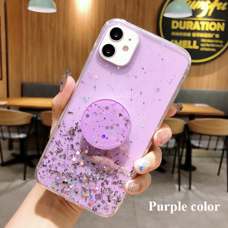 IPhone 12 Pro Max 11 SE 2020 6s plus 7 8 plus X XR XS MAX Case Shiny Starry sky star bracket Stand Soft Phone Cover Apple