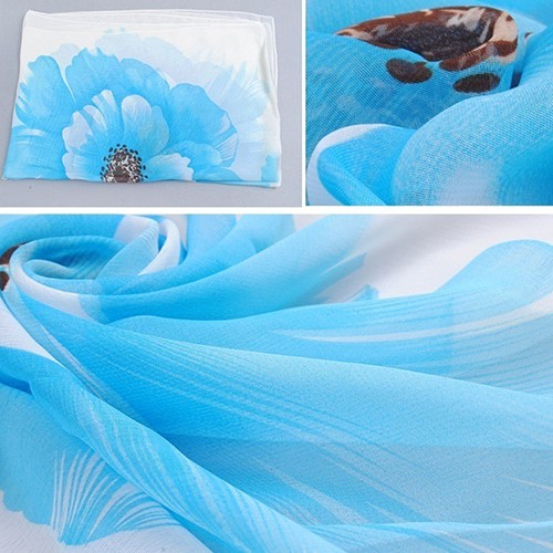 Khăn Choàng Cổ Chiffon In Hoa Thời Trang Cho Nữ
