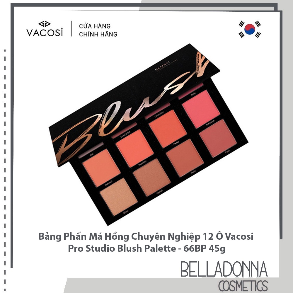 [HÀNG CHÍNH HÃNG] Bảng Phấn Má Hồng Chuyên Nghiệp 12 Ô Vacosi Pro Studio Blush Palette 66BP 45g