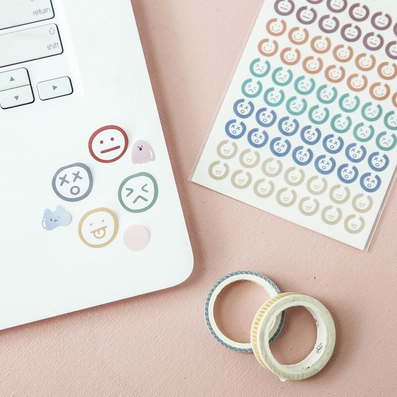 Combo 03 miếng sticker dán sổ hình icon emoji/ hoa sakura - VP096