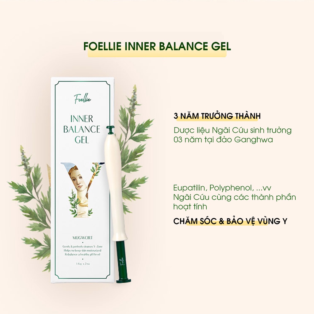 Gel Vệ Sinh Vùng Kín Foellie Inner Balance Làm Hồng Se Khít Vùng Kín Cân Bằng PH Chăm Sóc Vùng Kín 1,6ml