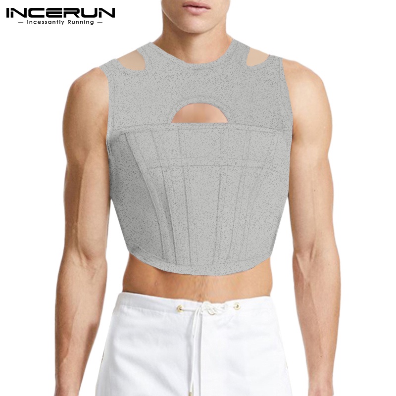 Áo thun ba lỗ Incerun màu trơn 3 màu tùy chọn thời trang cho nam