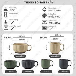 Ly cốc gốm sứ uống nước cà phê có vân sọc dọc