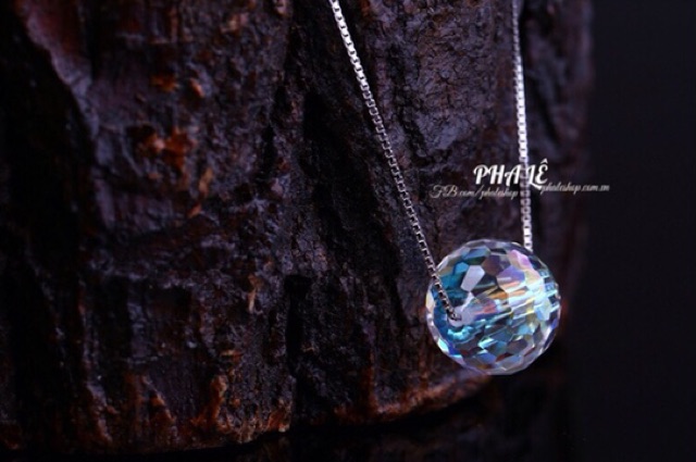 Dây Chuyền Bạc S925 Thiết Kế Với Pha Lê Swarovski Tròn Dát