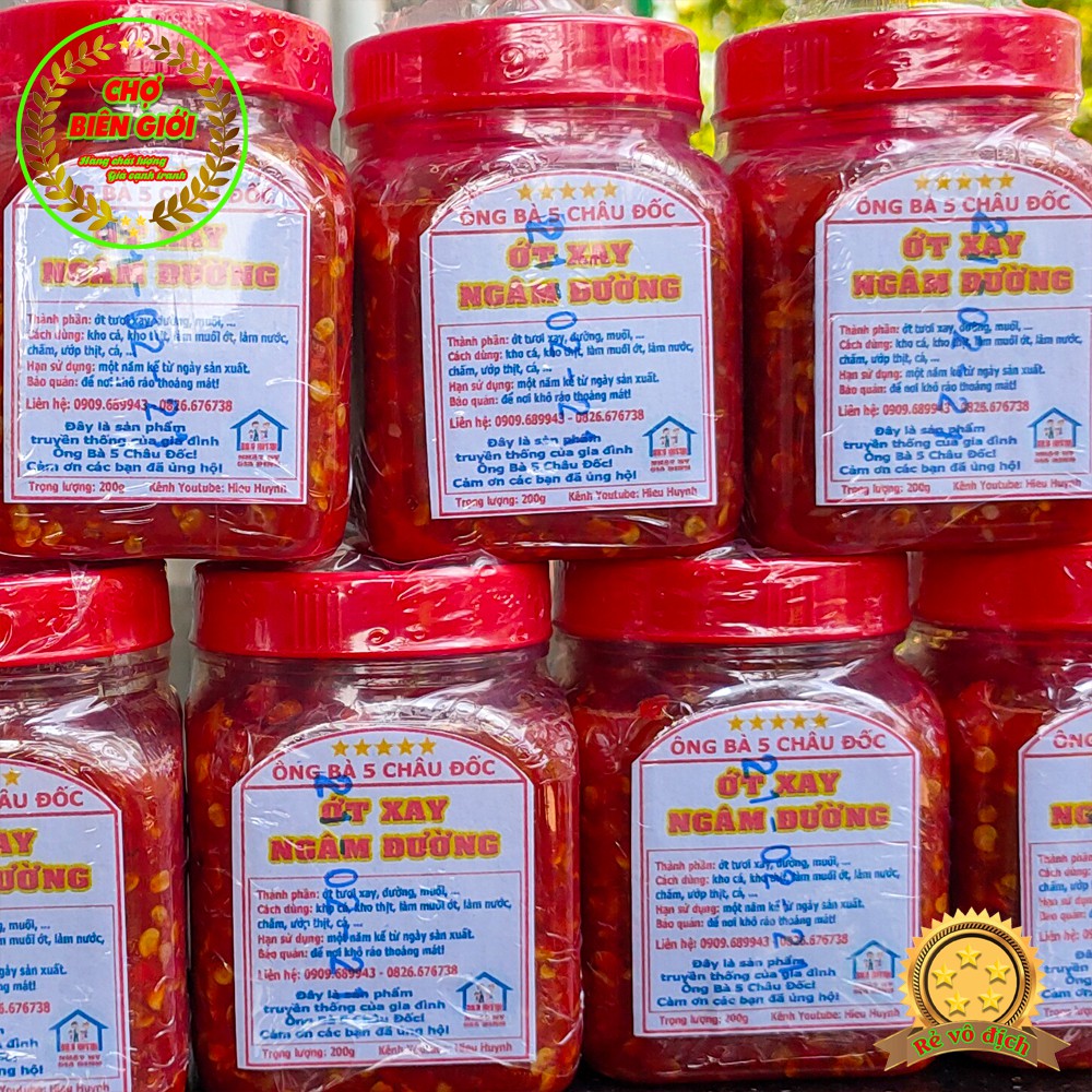 Ớt Xay Ngâm Đường Siêu Cay Chính Hiệu Ông Bà 5 Châu Đốc Hủ 200gr