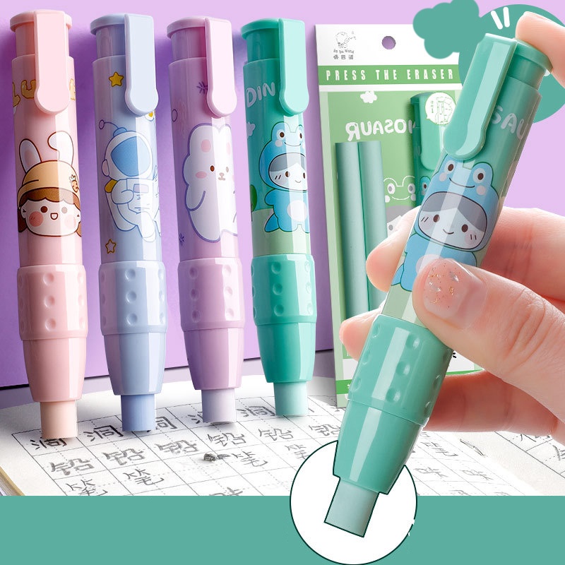 Gôm Tẩy Dạng Nhấn Thu Gọn Được Không Để Lại Dấu Vết Hình Hoạt Hình Dễ Thương