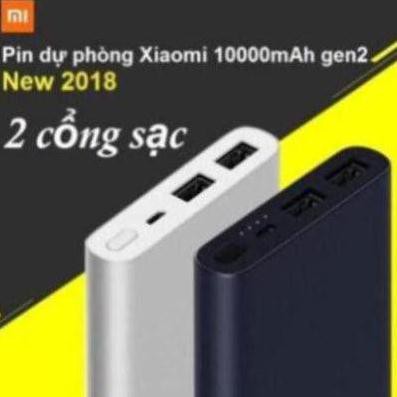 Pin Sạc Dự Phòng Xiaomi Gen 2S New (Version 2018) 10000 mAh 2 Cổng USB Hỗ Trợ Sạc Nhanh QC 3.0 - Hàng Chính Hãng