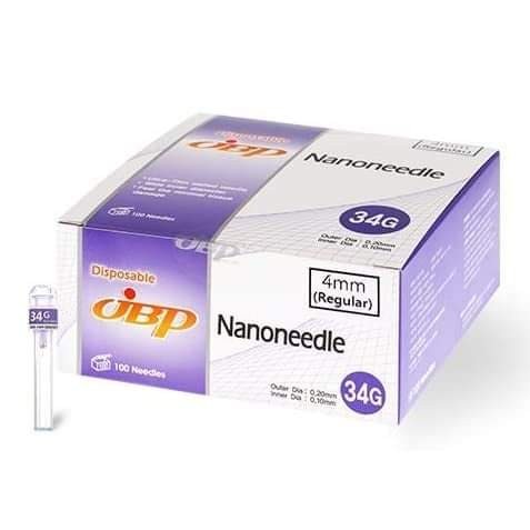 Nanoneedle mesotherapy JBP  - Hộp 100 cây kim meso 34G 4mm JBP hàng Nhật Bản đầu kim tiêm meso trong thẩm mỹ