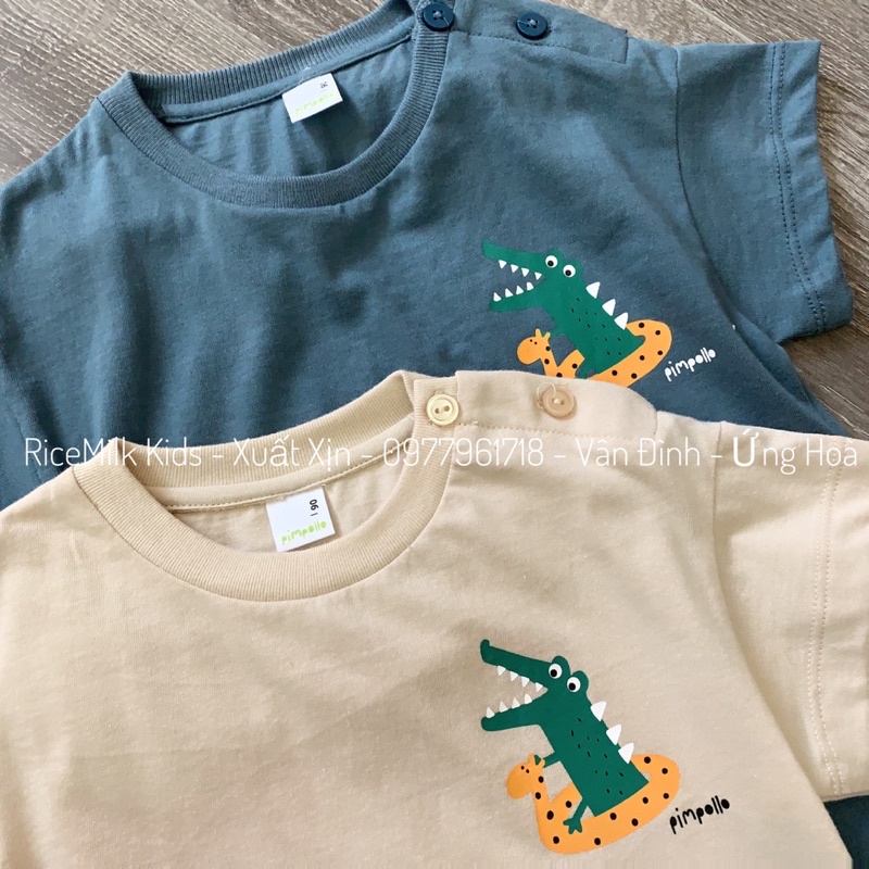 Bộ cotton hè bé trai bé gái hoạ tiết cá sấu xuất Hàn