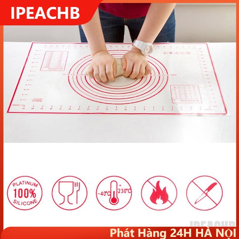 Tấm lót nhào bột bánh 60*40cm chống dính chất liệu silicone chịu nhiệt 250°C dẽ lau chùi sạch sẽ thực dụng