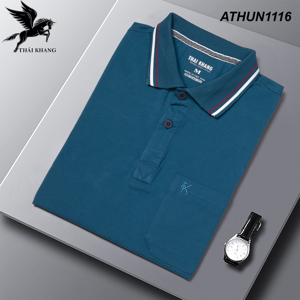 Áo thun polo nam trung niên Thái Khang 100% cotton siêu mát loại áo thun nam có cổ form rộng ATHUN111