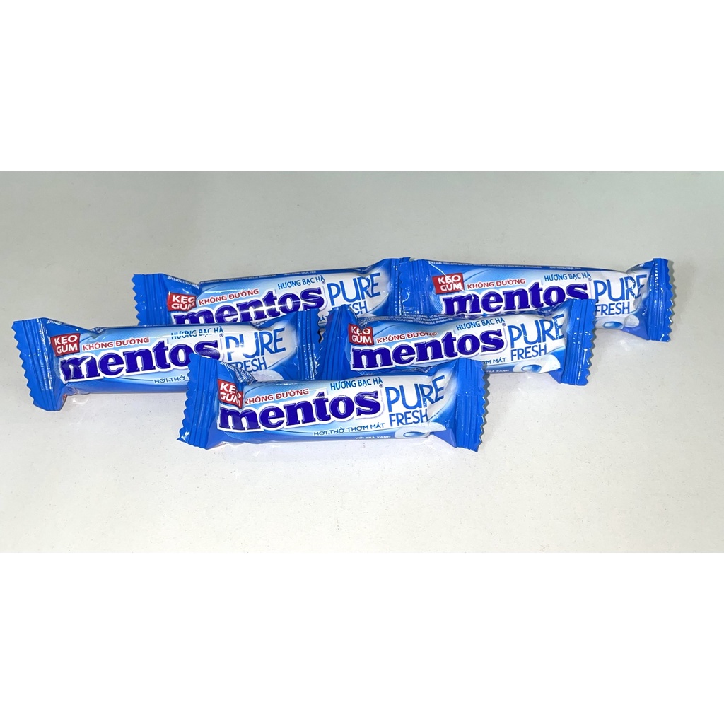 [Combo 5 Thỏi] Kẹo Gum Cao Su Không Đường Mentos Hương Bạc Hà Pure Fresh (5 Thỏi x 10.5g)