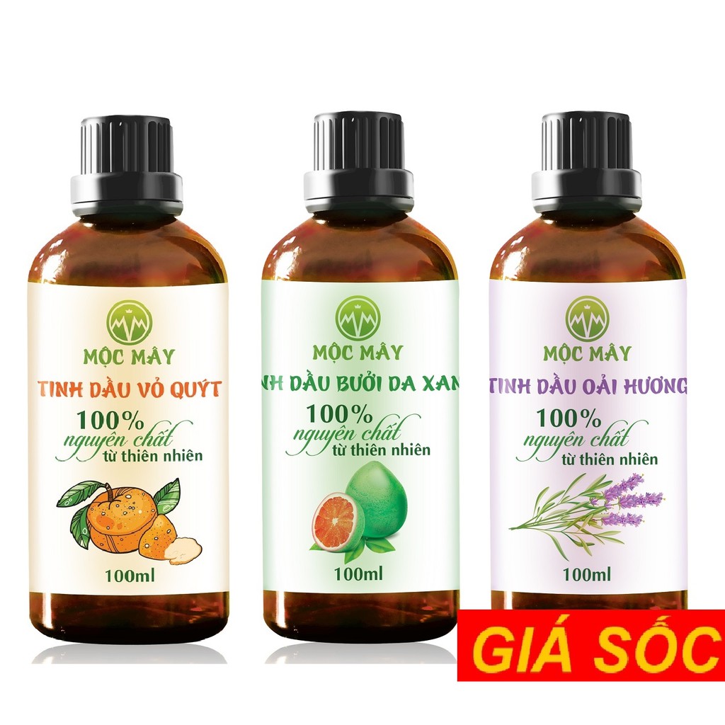 Tinh dầu thiên nhiên 100ml Sả Chanh/ Bạc Hà/ Quế/ Lavender/ Bưởi/ Cam/ hoa lài/ quýt/ tràm trà/ tràm gió/ gừng/ cà phê