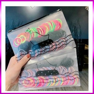 Set 500c chun buộc tóc cho bé có túi zip