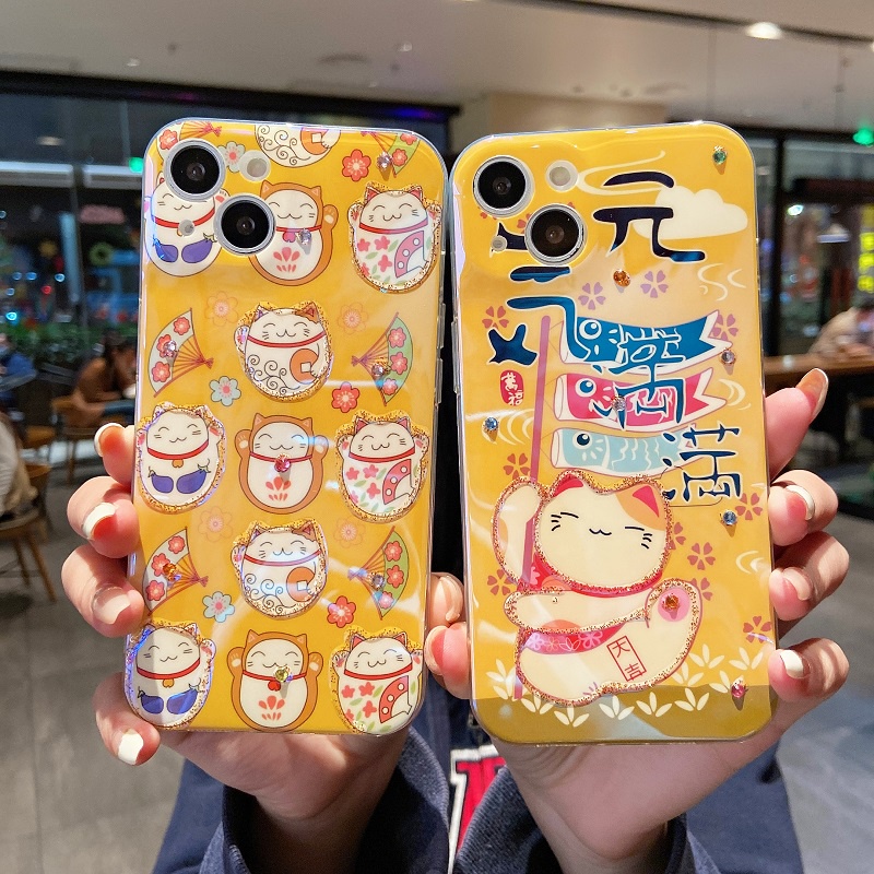 Ốp Điện Thoại Hình Mèo May Mắn Cho Apple iPhone 7 8 Plus X XR Xs 11 12 13 pro max