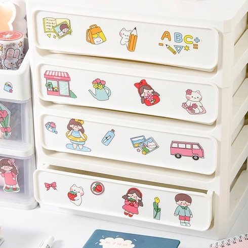 &lt;Video Review&gt; Bộ Tấm Miếng Sticker Hình Dán Sticker Hoạt Hình Trang Trí Sổ Tay Nhật Ký Điện Thoại Khay Đựng Bút D024