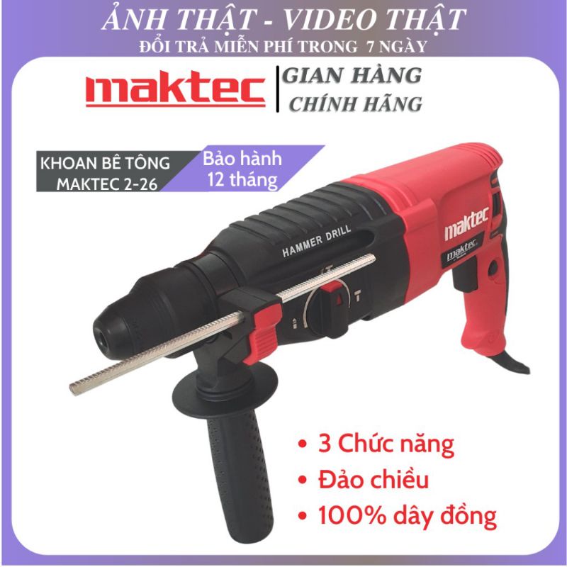 Bảng giá Máy khoan Maktec 2-26 - 3 chức năng: Khoan, đục, búa,  dây đồng, Hàng thợ điện nước