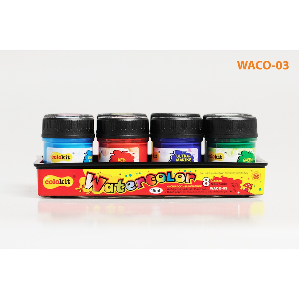 Màu nước Thiên Long Waco-03 8 màu (rửa được)
