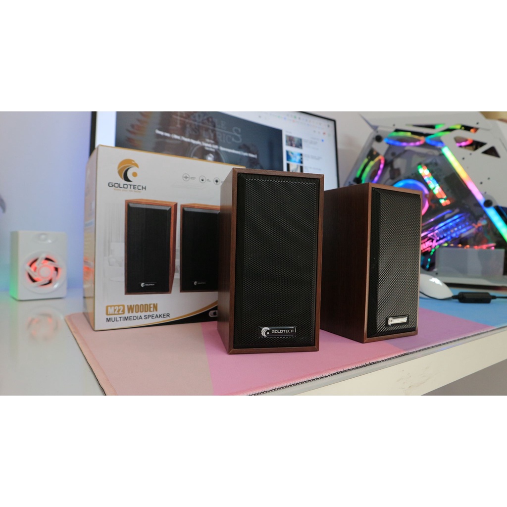 BỘ 2 LOA VI TÍNH GOLDTECH M22 NHỎ GỌN, TIỆN LỢI