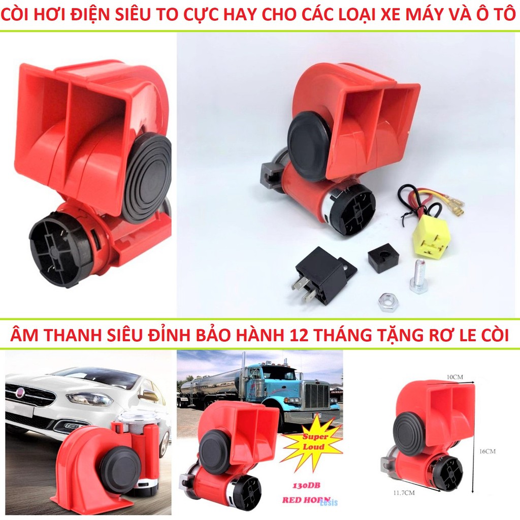 Bộ còi hơi điện lắp xe máy ô tô 12v - 24v âm siêu lớn nhỏ gọn mẫu mới, phụ kiện xe máy