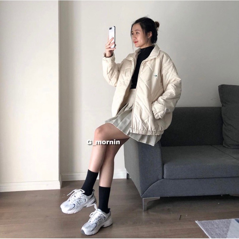 Áo phao nhung trần trám áo phao teen oversize