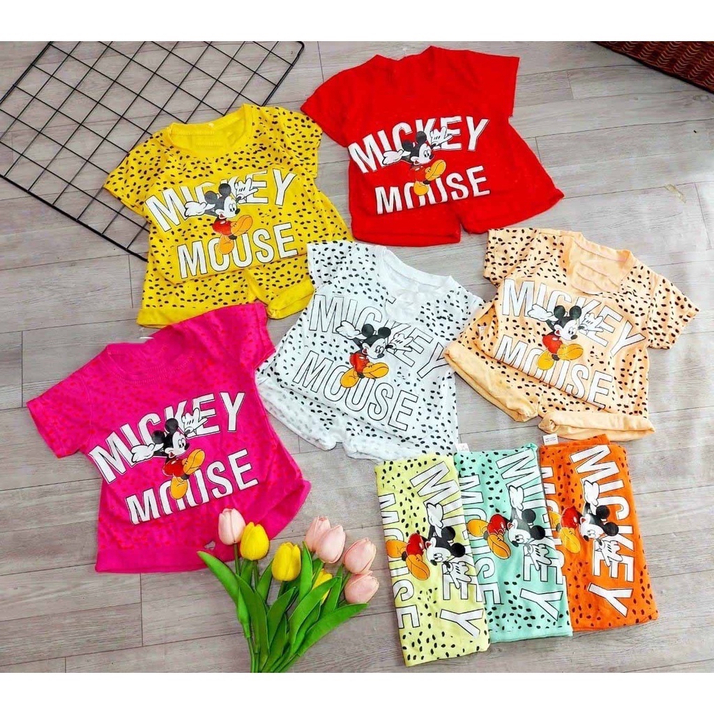 [MẪU MỚI] BỘ CỘC TAY MICKEY MOUSE CHẤT COTTON MỀM MÁT SIÊU ĐÁNG YÊU CHO BÉ 8-24KG. VIDEO THẬT, BIBO BABY SHOP