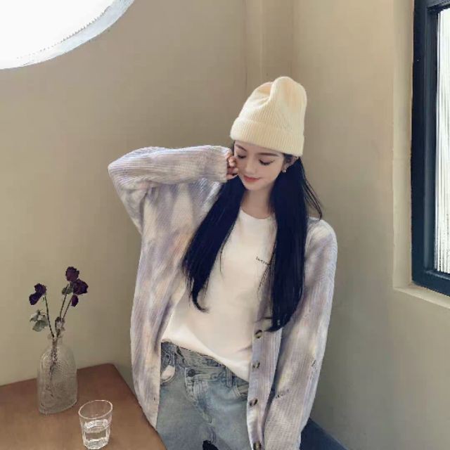 Áo khoác len cardigan màu loang Jennie xuân thu