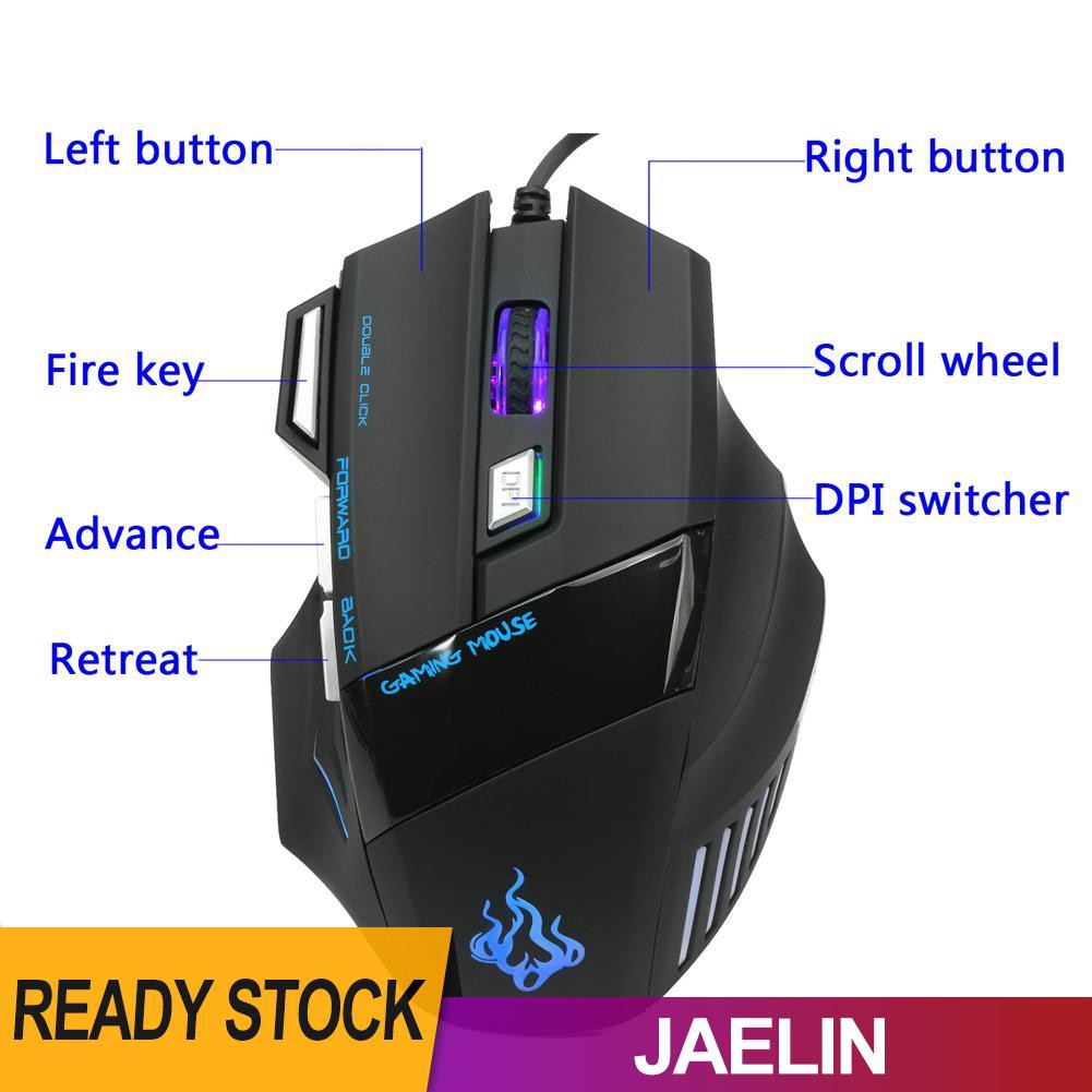 Chuột Dây Đèn Led 5500dpi A908 7 Nút Bấm Dùng Để Chơi Game