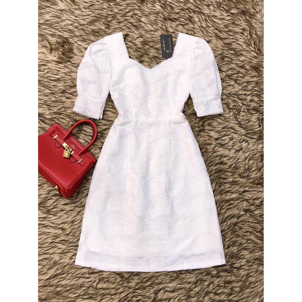 [ xả kho ] MiD Đầm trắng tay bồng V1068 Mie Design ảnh thật