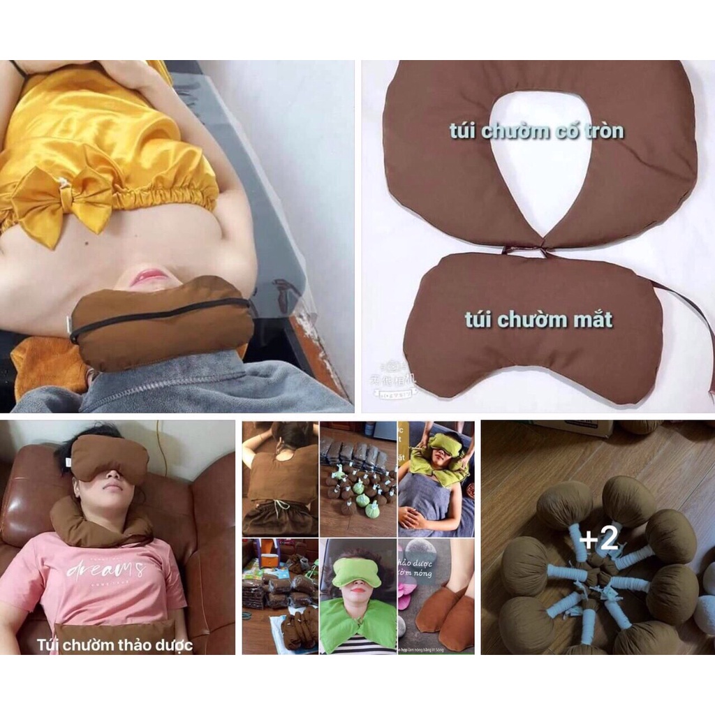 Túi chườm thảo dược dưỡng sinh, túi chườm mắt, củ chườm lưng, chườm cổ vai gáy, đa năng cho spa