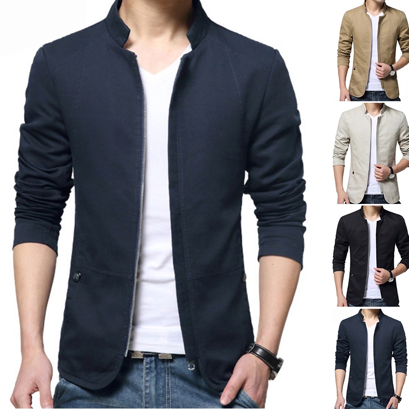 Mới Áo Khoác Blazer Phối Nút Cho Nam