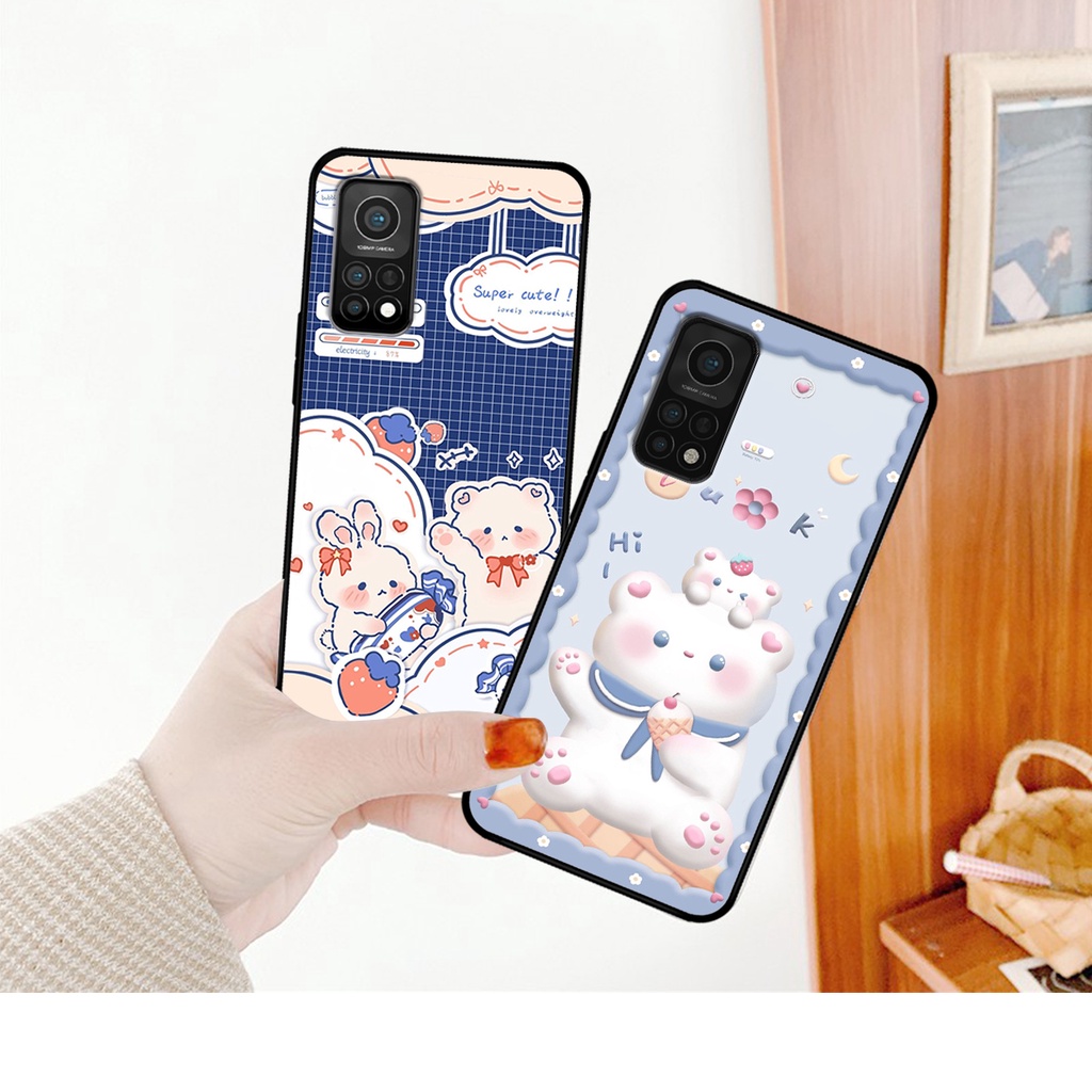 Ốp lưng Xiaomi Mi 10T Pro in hình caro gấu thỏ dễ thương