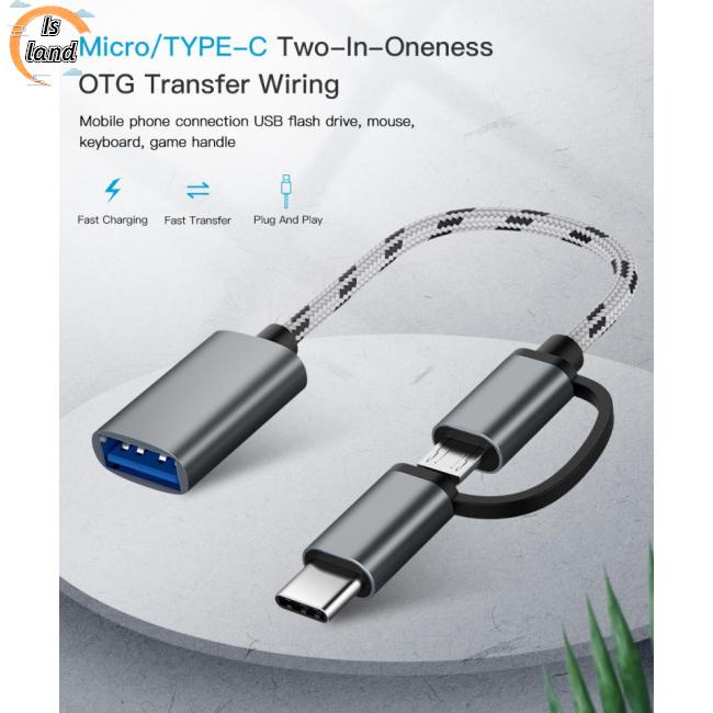 Dây Cáp Chuyển Đổi OTG Type-c Sang Usb 2 Trong 1 Cho Điện Thoại / Máy Tính Bảng