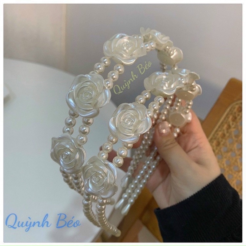 PVN45401 Băng đô, bờm hình hoa hồng đính đá phong cách Hàn Quốc xinh xắn