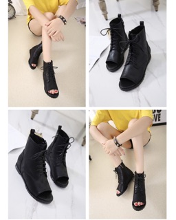 Giày boots hở mũi cột dây  hàng siêu cấp