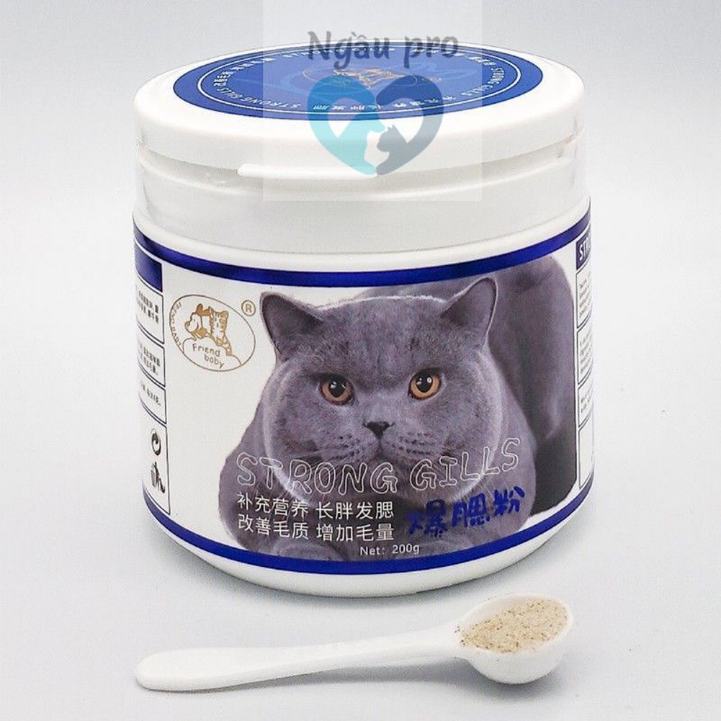 Bột Tăng nọng tạo phom mặt cho mèo , Bột dinh dưỡng tăng cân cho mèo giúp mập má Strong Gills Friend baby hộp 200g