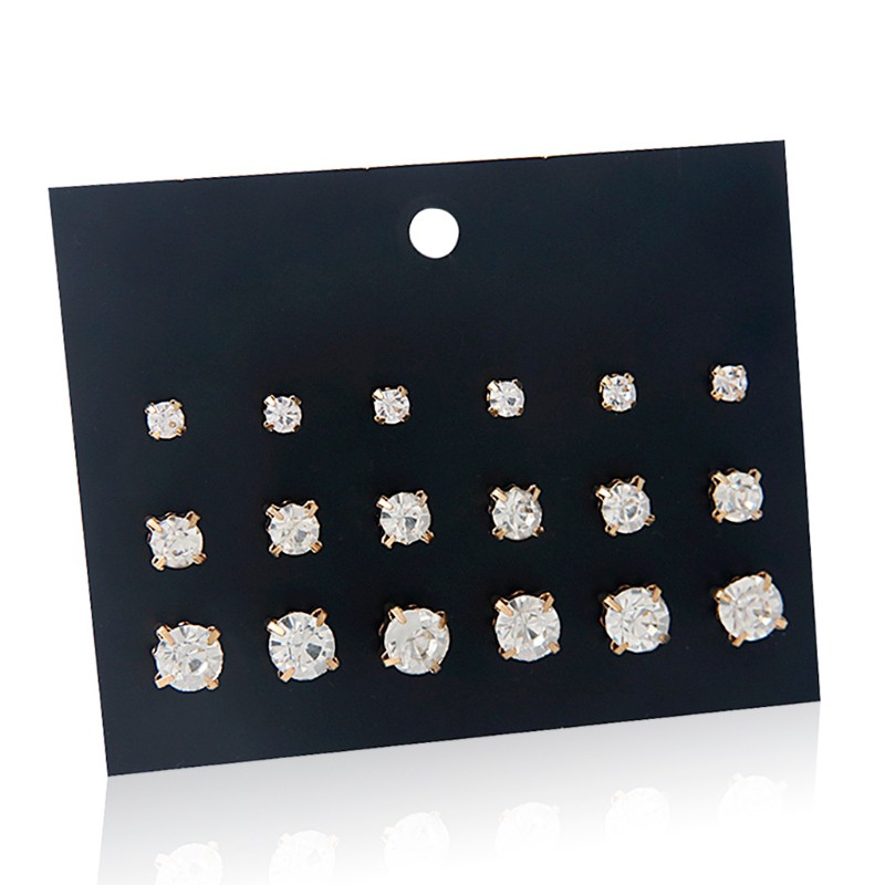 Set 9 cặp khuyên tai hợp kim đính đá quý giả thiết kế cổ điển sang trọng