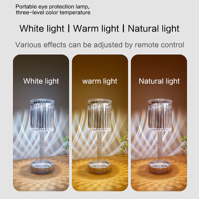 Đèn bàn kim cương RGB Đèn ngủ phòng ngủ Đèn pha lê trang trí Đèn ngủ Đèn bàn sạc USB Đèn bàn 16 màu