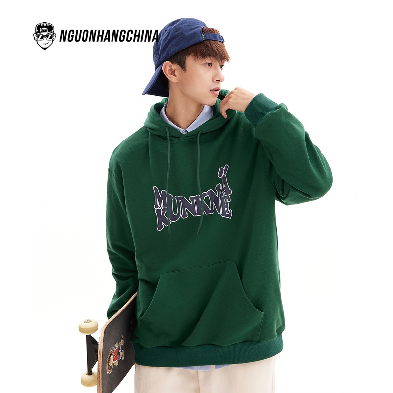 Áo Hoodie Make It Rain Heybig màu xanh lá họa tiết chữ in