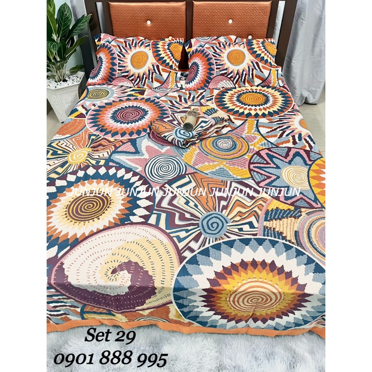 N1_SET Chăn Ga Gối vải Xô Organic cotton dòng cao cấp