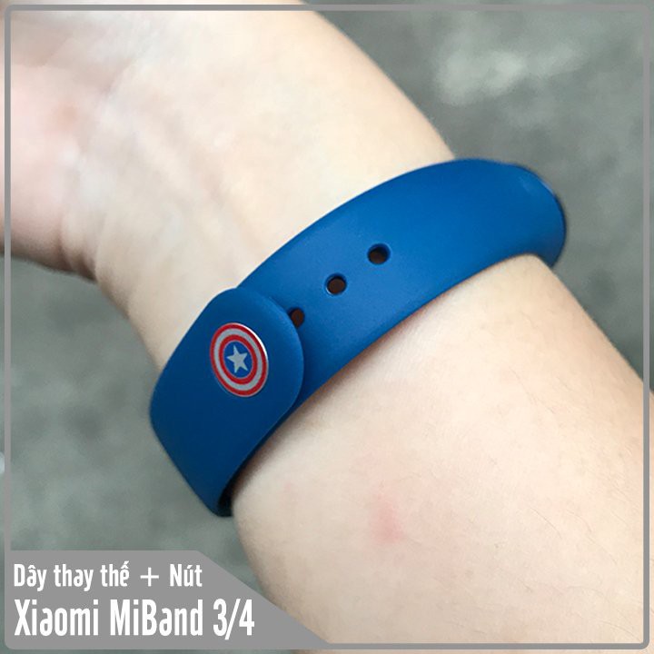 Vòng thay thế Xiaomi Miband 3 / 4 Vòng trơn + Nút hình Siêu anh hùng