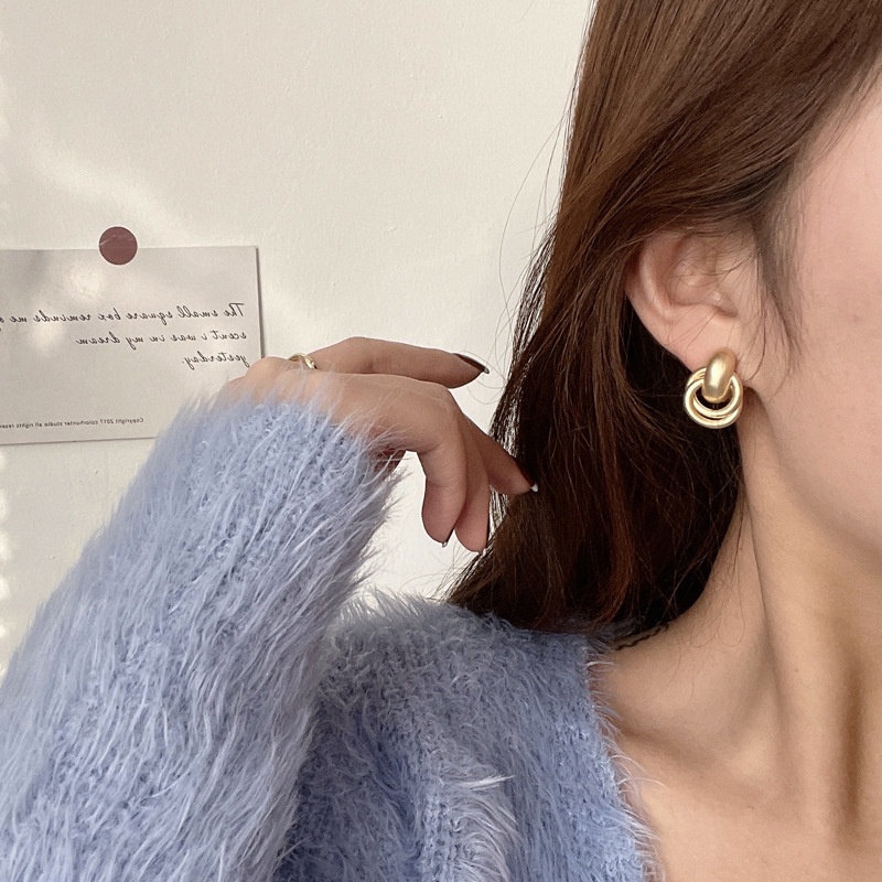 Bông Tai Hình Tròn Kiểu Hình Học Đơn Giản Bằng Bạc 925 Phong Cách Âu Mỹ Cổ Điển Thời Trang Cho Nữ F540