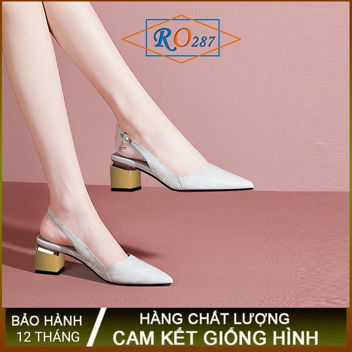 Giày sandal nữ cao gót 5p hàng hiệu rosata hai màu đen trắng ro287